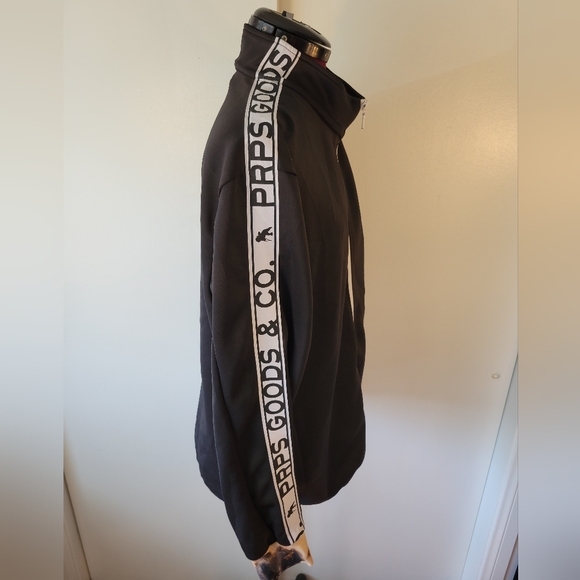 PRPS mens large black brunson logo Spell out ribbon down sleeves full zip - Picture 3 of 10